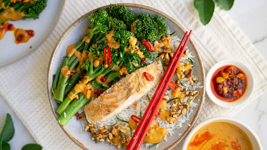 Sensational peanut salmon bowl